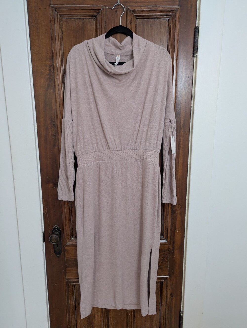 NWT Anthropologie Daily Practice Draped Cowl Neck Midi Dress L